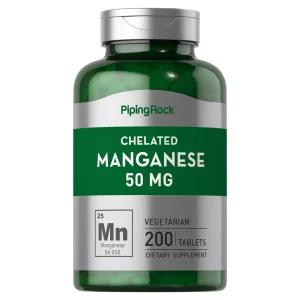 Manganeso Quelado | 200 Tabletas | Piping Rock.