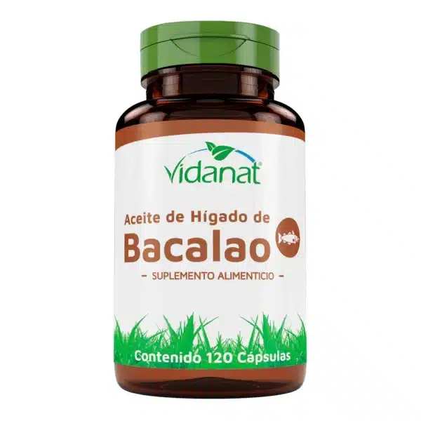 Aceite de hígado de bacalao | 120 Cápsulas | Vidanat | Vitaminas