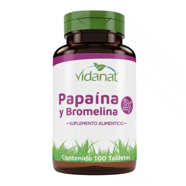 Papaína y bromelina | 100 Tabletas | Vidanat | Suplemento herbal