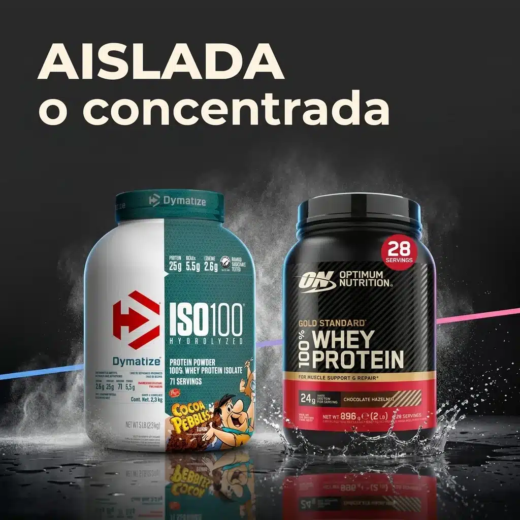 Proteína aislada o concentrada: cuál elegir en 3 datos 1 Comparativa entre proteína aislada Dymatize ISO 100 y proteína concentrada Gold Standard 100% Whey